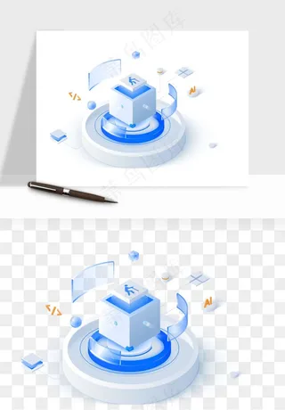 立体2.5d科技商务png免抠