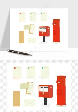 明信片信封邮票矢量