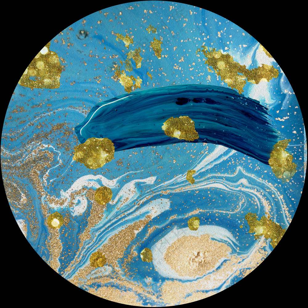 山水圆形画简约