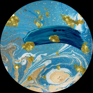 山水圆形画简约