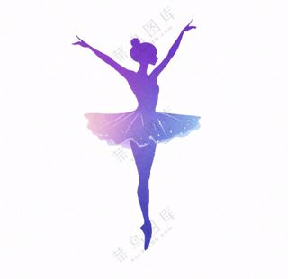 芭蕾舞舞蹈少女剪影卡通插画免抠