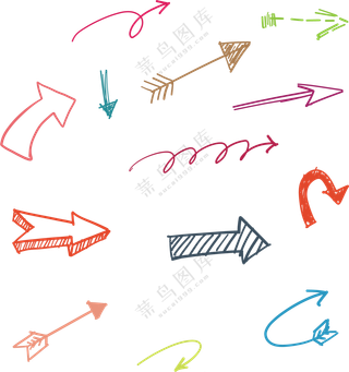 不同样式形态手绘箭头免抠图片素材