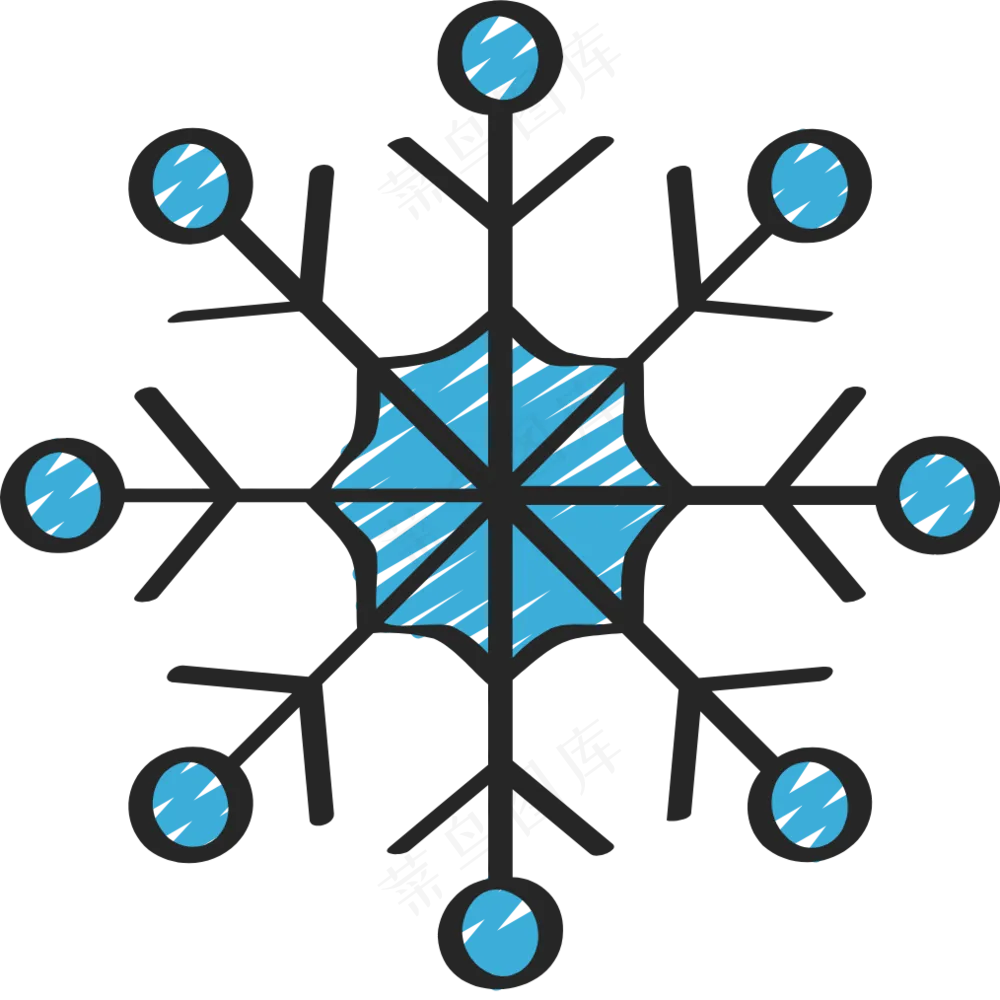 蓝色雪花 铅笔手绘图标icon