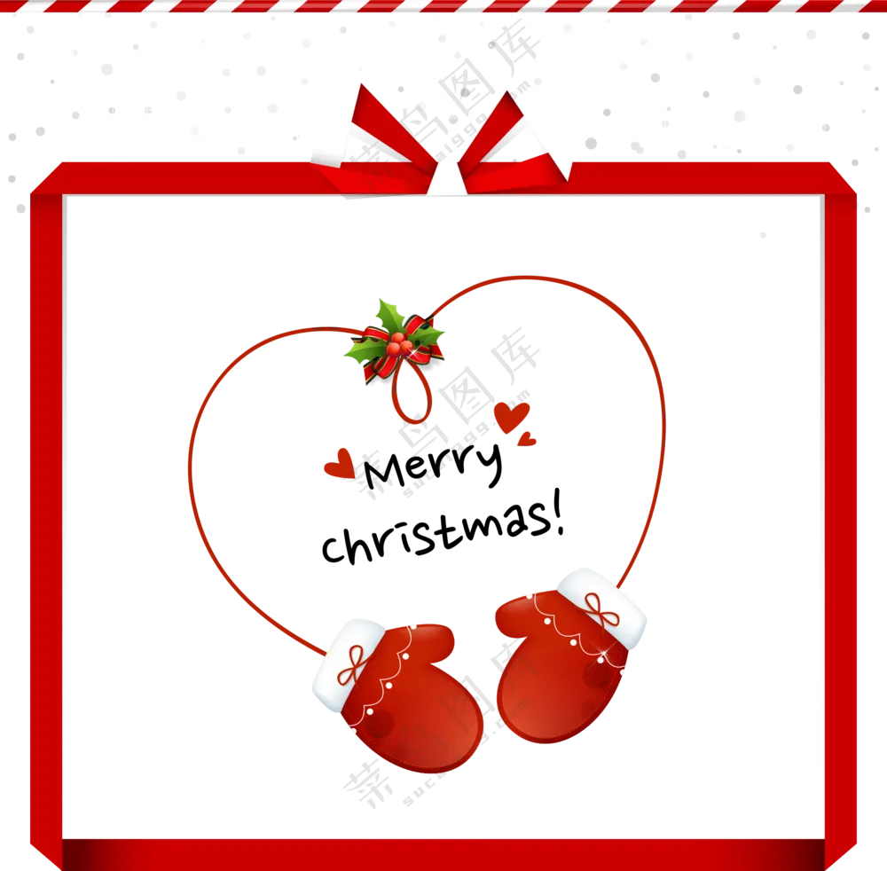 圣诞手套与折纸样式的边框免抠图片