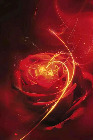 红色玫瑰花鲜花光线插画背景