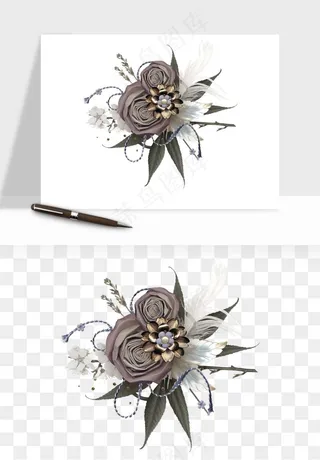 复古花卉相框欧式png免抠