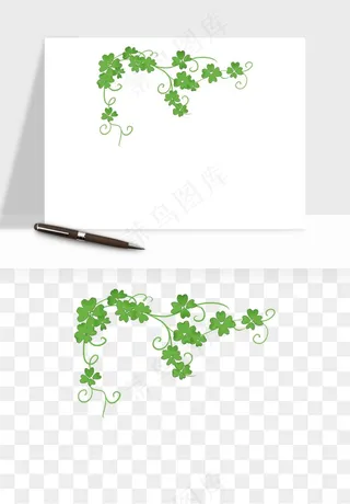 手绘四叶草幸运植物png免抠