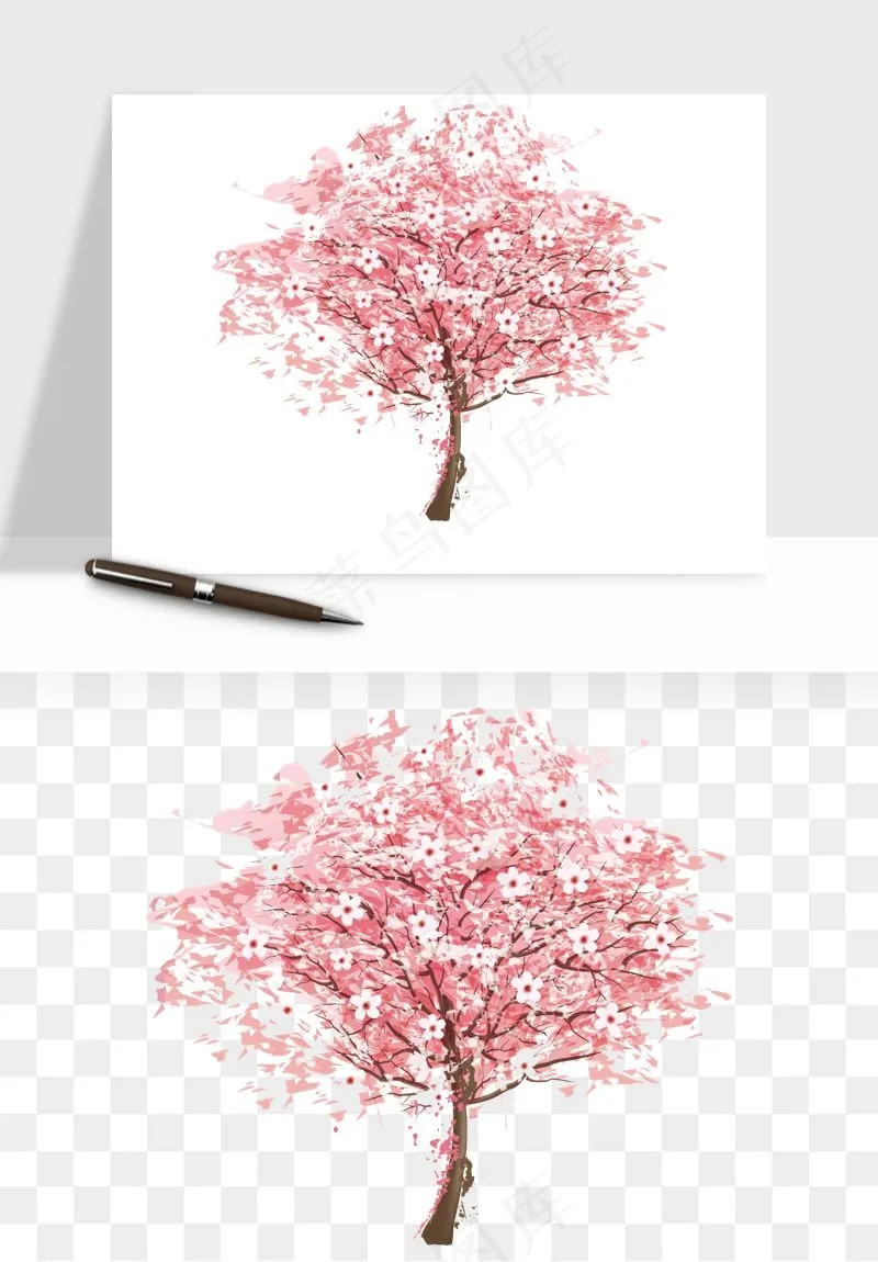 手绘樱花树png免抠