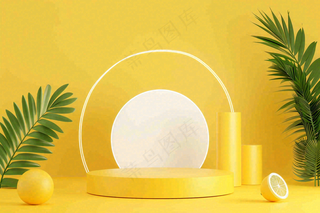 电商促销简约立体几何海报背景电商C4D展台背景