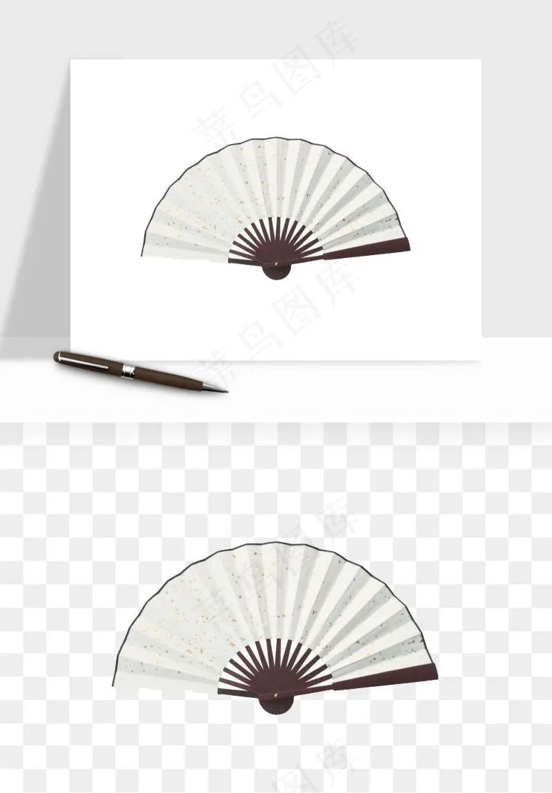 古风扇子元素png免抠