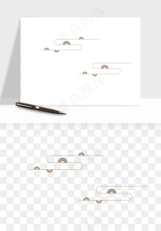 国潮线条祥云装饰png免抠