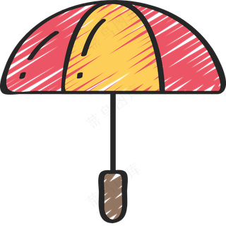 雨伞 铅笔手绘图标icon
