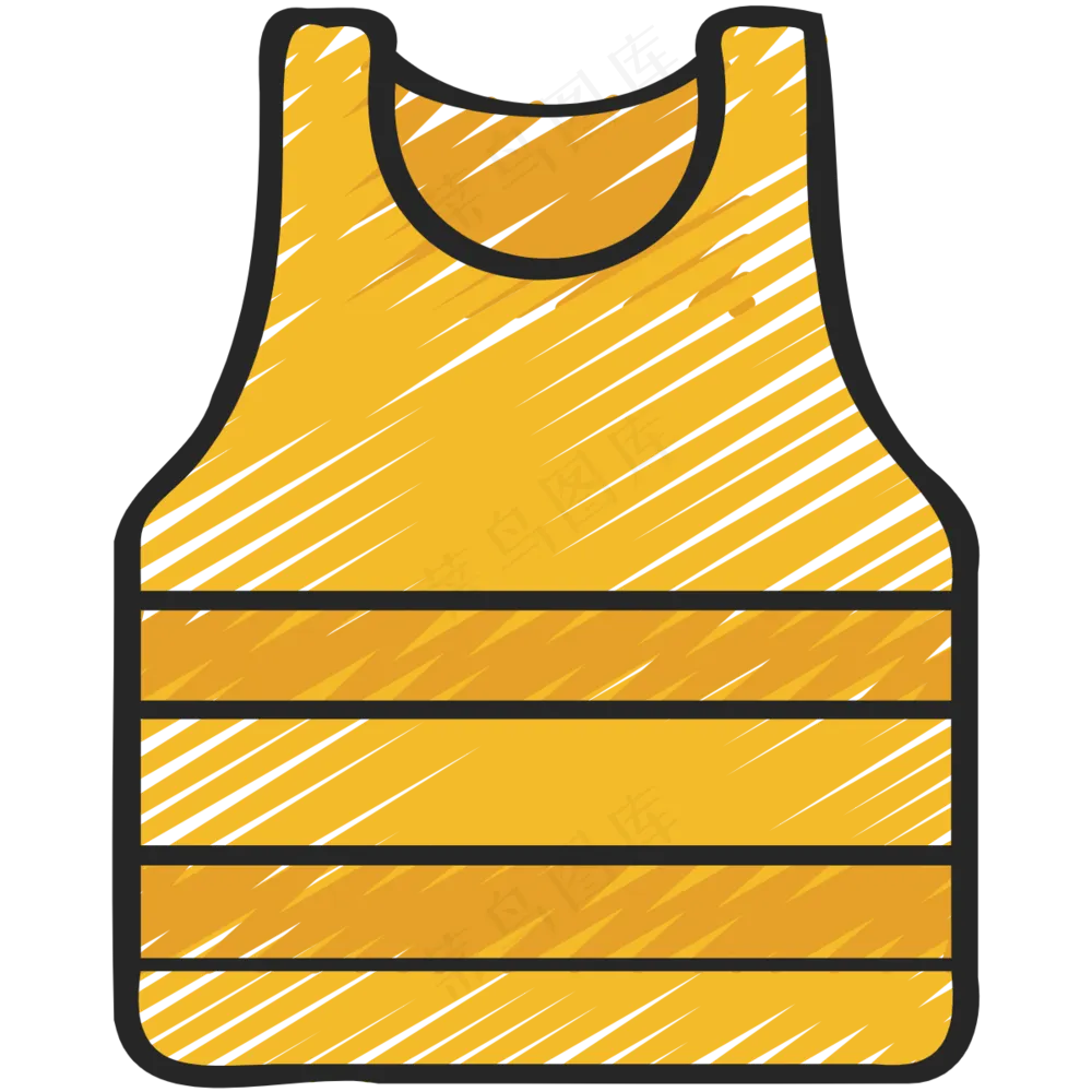 黄色沙滩背心 铅笔手绘图标 icon
