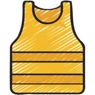 黄色沙滩背心 铅笔手绘图标 icon