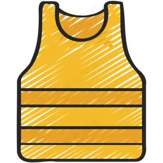 黄色沙滩背心 铅笔手绘图标 icon