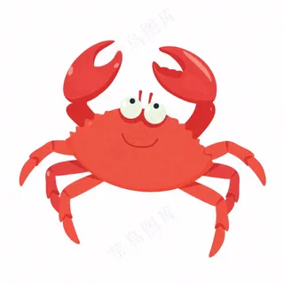 螃蟹海洋动物卡通插画免抠
