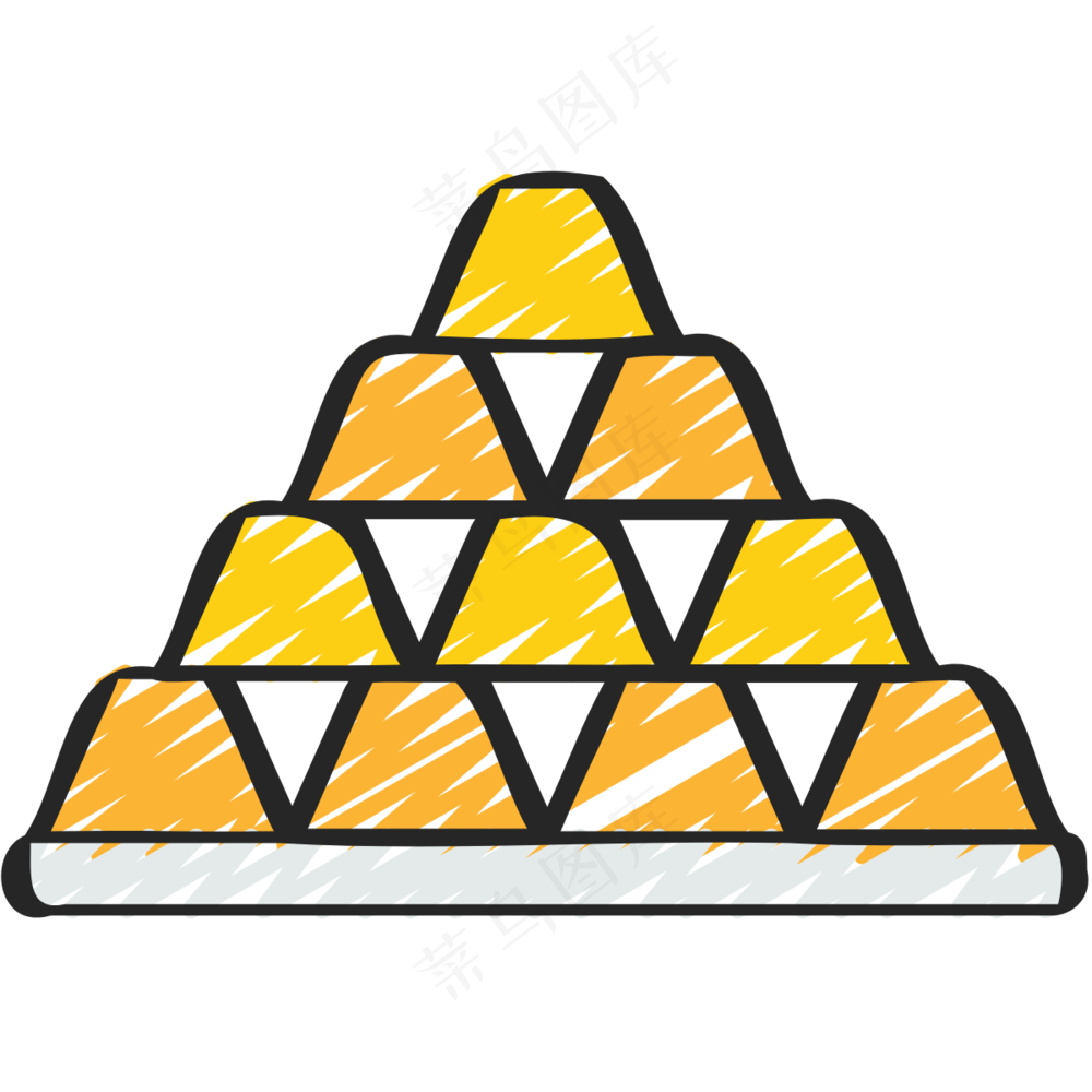 一堆金条 金砖 铅笔手绘图标 icon