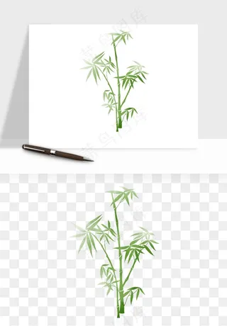 手绘竹子竹叶png免抠