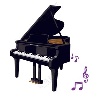 卡通风钢琴乐器音符