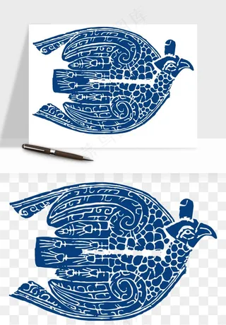 青花瓷花纹花卉图案png免抠