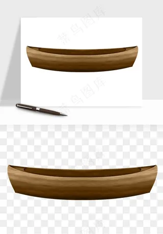 手绘木船小船png免抠