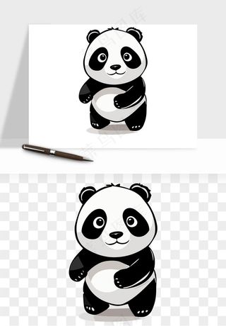 熊猫国宝手绘png免抠