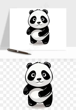 熊猫国宝手绘png免抠