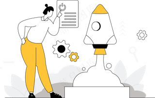 女生管理销售暴涨 黄色扁平商务插画