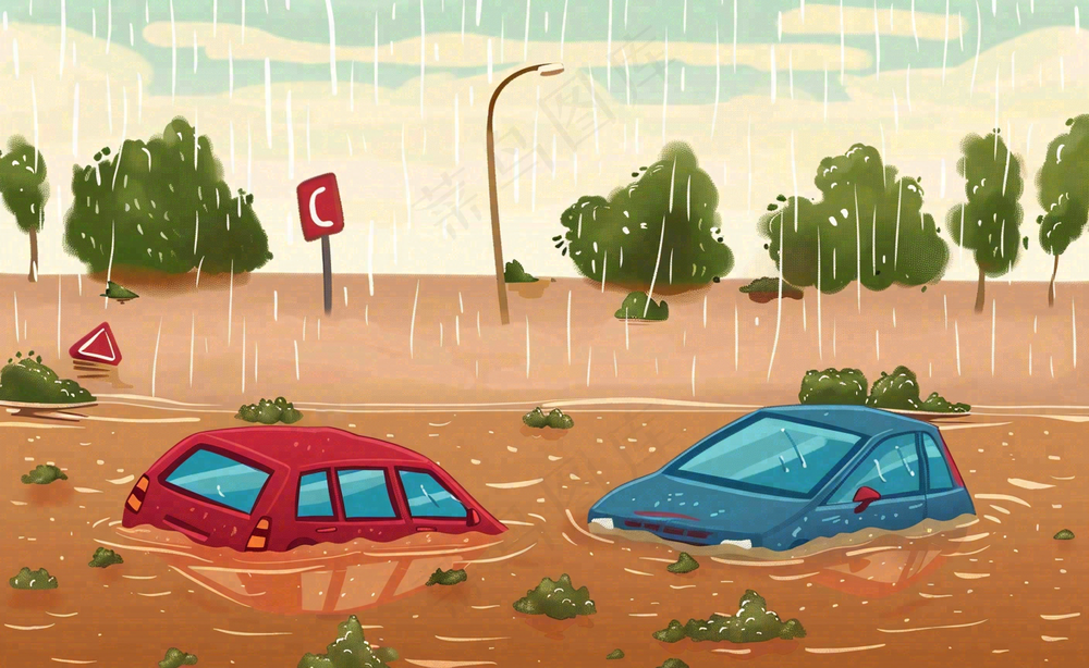 洪水自然灾害防洪预警摄影图