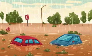 洪水自然灾害防洪预警摄影图