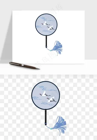 古风扇子元素png免抠
