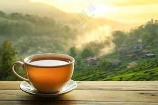 红茶茶叶茶园品茶风景摄影图