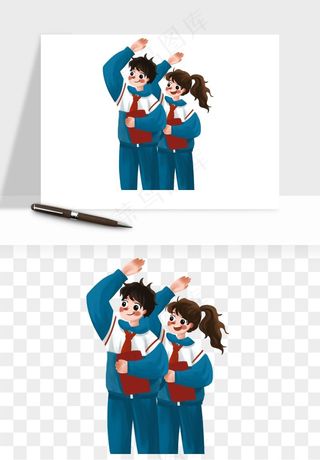 手绘学生少先队png免抠