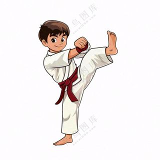 武术跆拳道运动人物卡通插画免抠