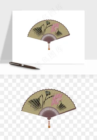 古风扇子元素png免抠
