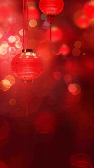 新春佳节红灯笼高挂灯火通明红色喜庆庆祝小年除夕夜元宵摄影图