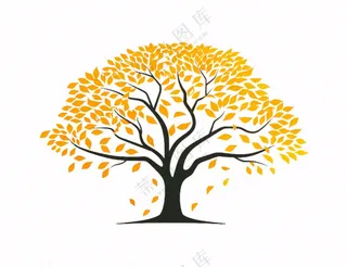 秋天金色的树木免抠