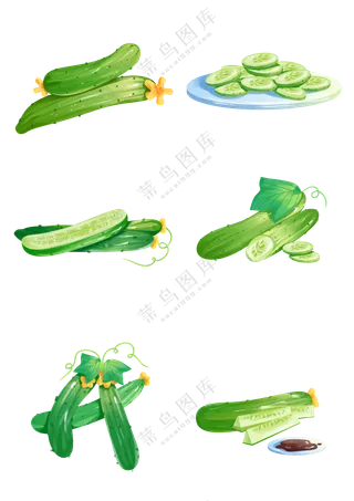 卡通手绘黄瓜素材免扣