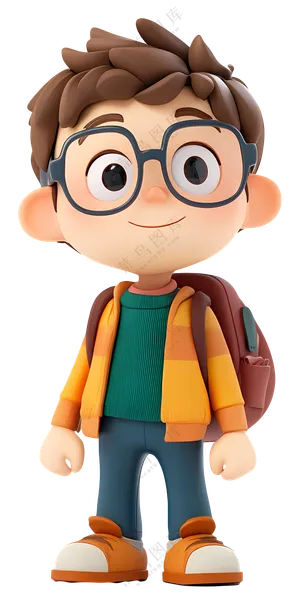 戴眼镜的可爱卡通男孩