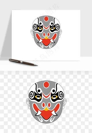 手绘戏剧脸谱卡通面具png免抠