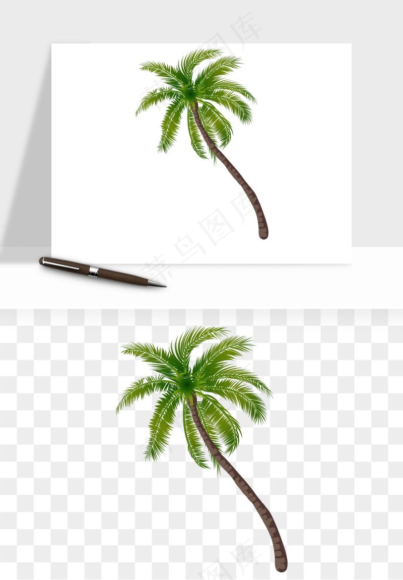 卡通沙滩椰子树png免抠