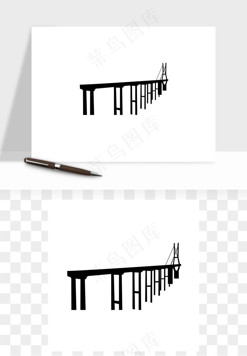 高架桥梁剪影矢量