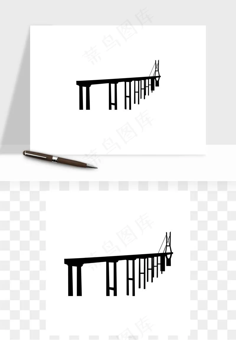 高架桥梁剪影矢量