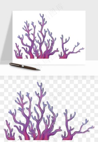 卡通珊瑚海底植物png免抠