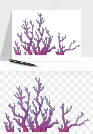 卡通珊瑚海底植物png免抠