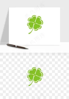 手绘四叶草幸运植物png免抠