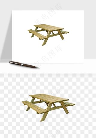 老式木桌木椅木凳png免抠