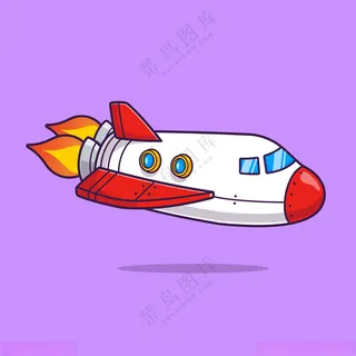 矢量卡通飞船宇宙飞船卡通飞机