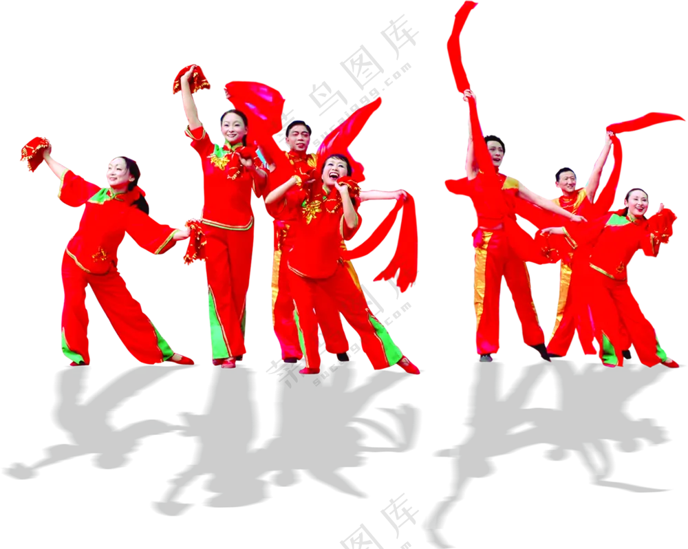 热情洋溢的秧歌队人物免抠图片素材
