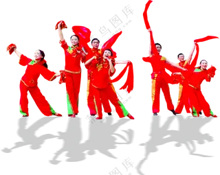 热情洋溢的秧歌队人物免抠图片素材